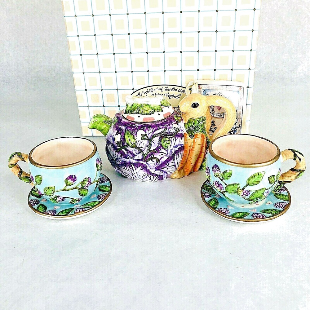 New Bunny Rabbit Teapot Teaset Child Silvestri Whispering Garden Collection Cups